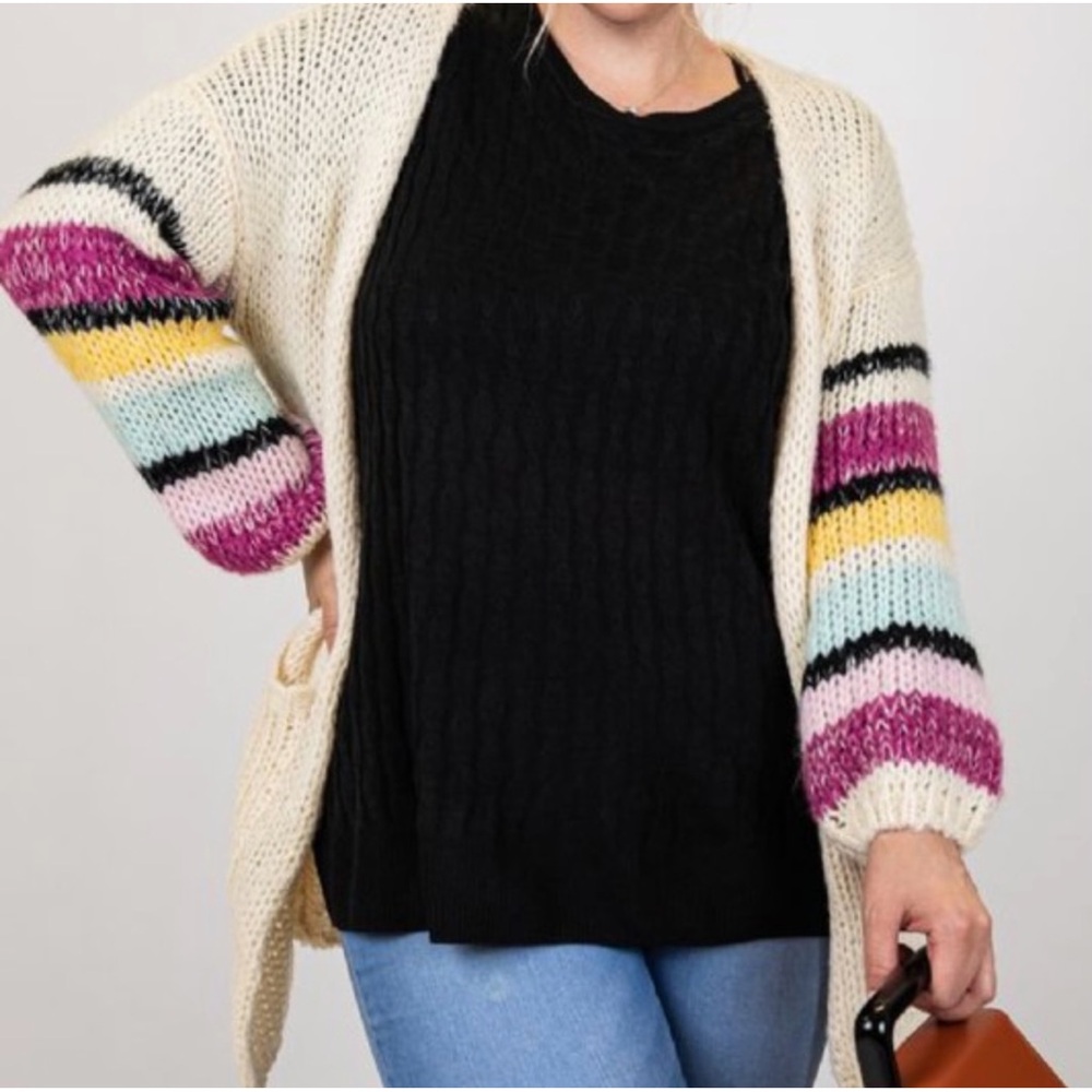 Cream bubble sleeve cardigan New Size medium - Picture 3 of 7